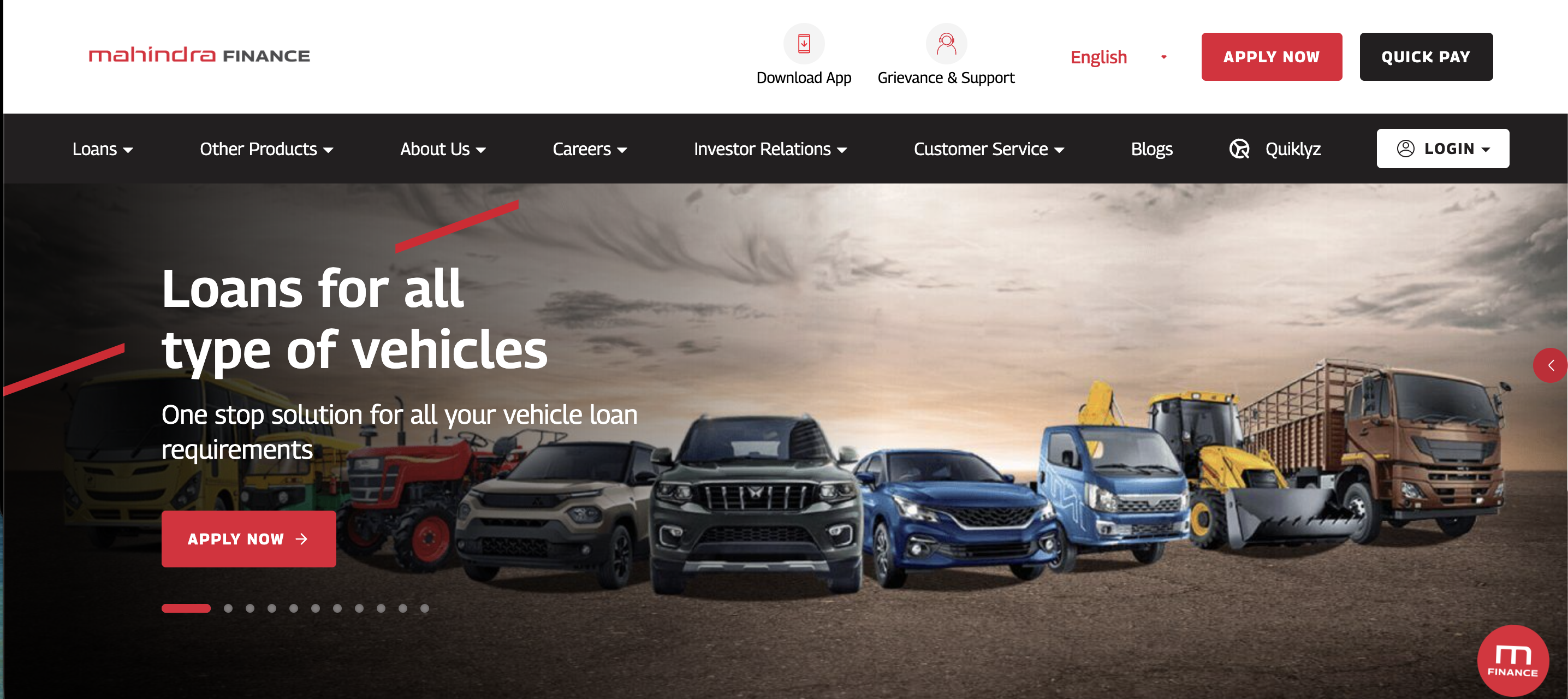 Mahindra Finance website